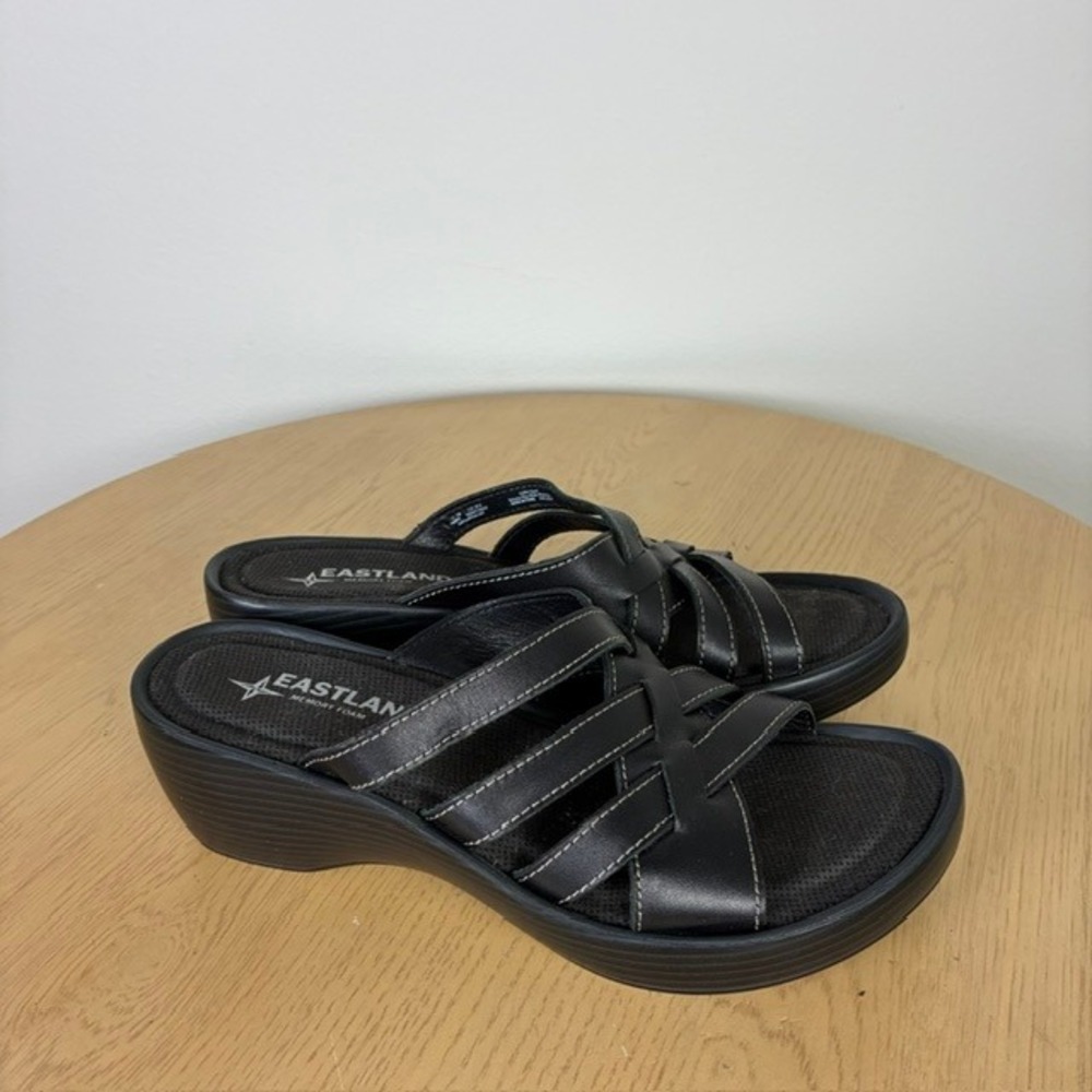Eastland Leather Strappy Wedge Sandals Womens 7 Chunky 90s Retro Comfort